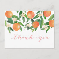 Watercolor Oranges Citrus fruit blossom thank you
