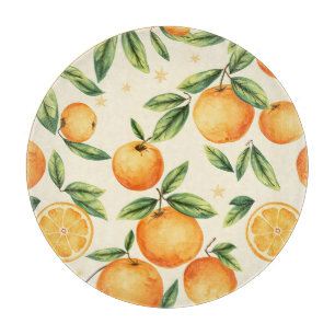 Watercolor Oranges Citrus Pattern Cutting Board