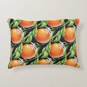 Watercolor Oranges: Citrus Seamless Pattern Accent Pillow