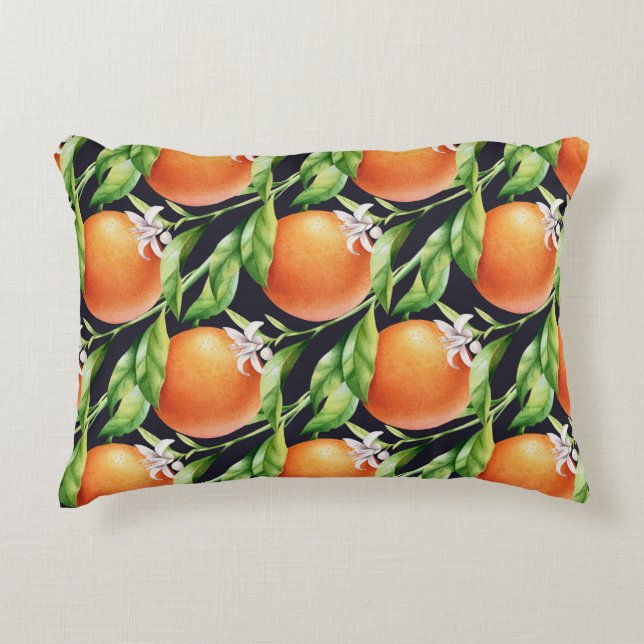 Watercolor Oranges: Citrus Seamless Pattern Accent Pillow (Front)