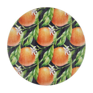 Watercolor Oranges: Citrus Seamless Pattern Cutting Board