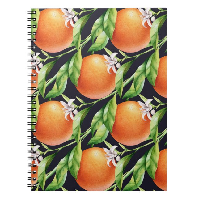 Watercolor Oranges: Citrus Seamless Pattern Notebook (Front)