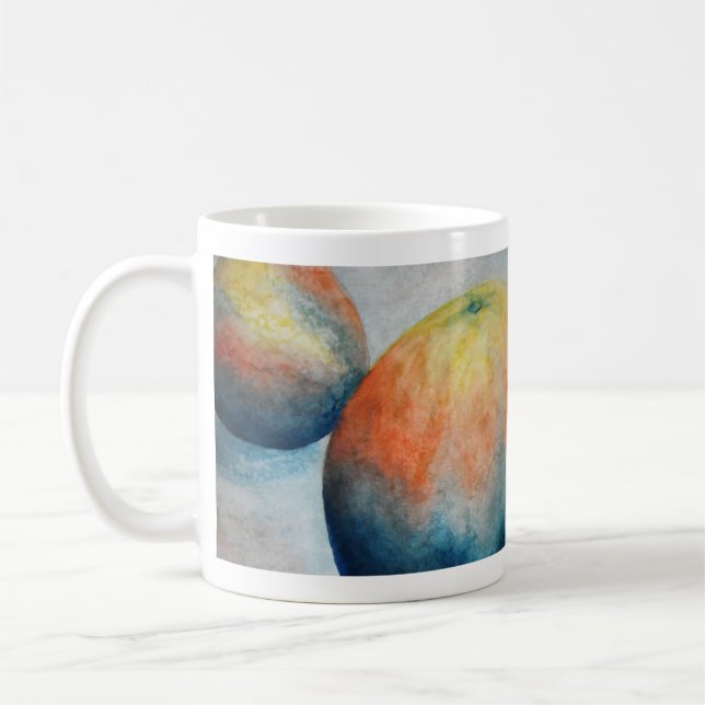 watercolor oranges coffee mug (Left)