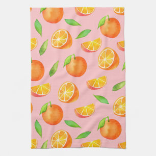 Watercolor Oranges Fruit Pattern Kitchen Towel