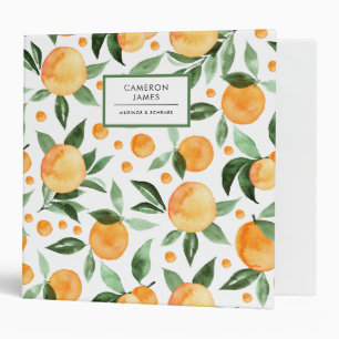 Watercolor Oranges Greenery Pattern Personalized Binder