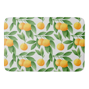 Watercolor oranges or tangerines pattern bath mat