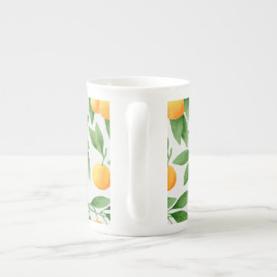 Watercolor oranges or tangerines pattern bone china mug