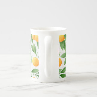 Watercolor oranges or tangerines pattern bone china mug