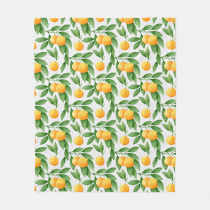 Watercolor oranges or tangerines pattern fleece blanket