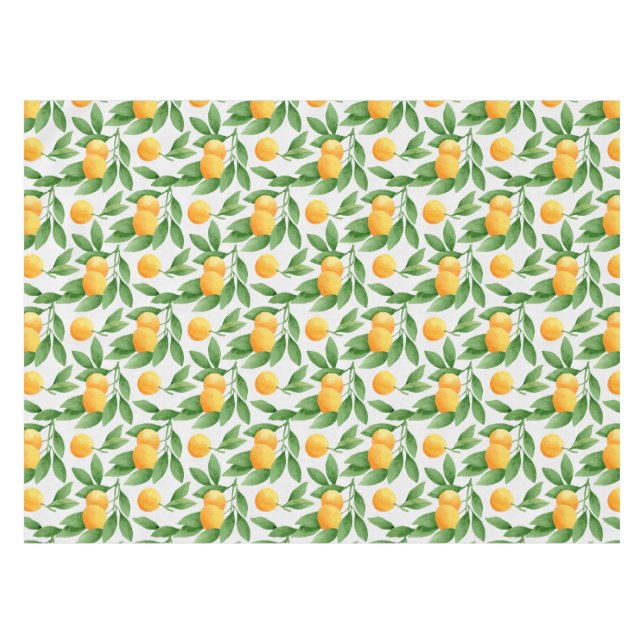 Watercolor oranges or tangerines pattern tablecloth (Front (Horizontal))