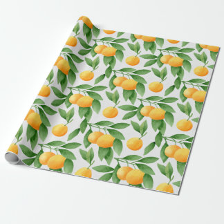 Watercolor oranges or tangerines pattern wrapping paper