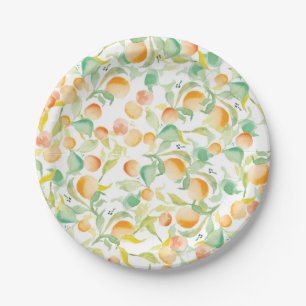 Watercolor Oranges Pattern Paper Plates