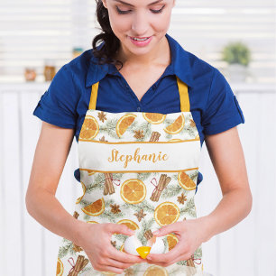 Watercolor Oranges Pattern Personalized Apron