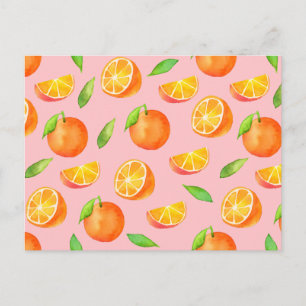 Watercolor Oranges Pattern Postcard
