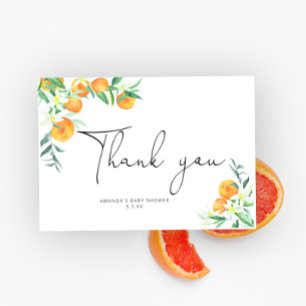 Watercolor oranges thank you card