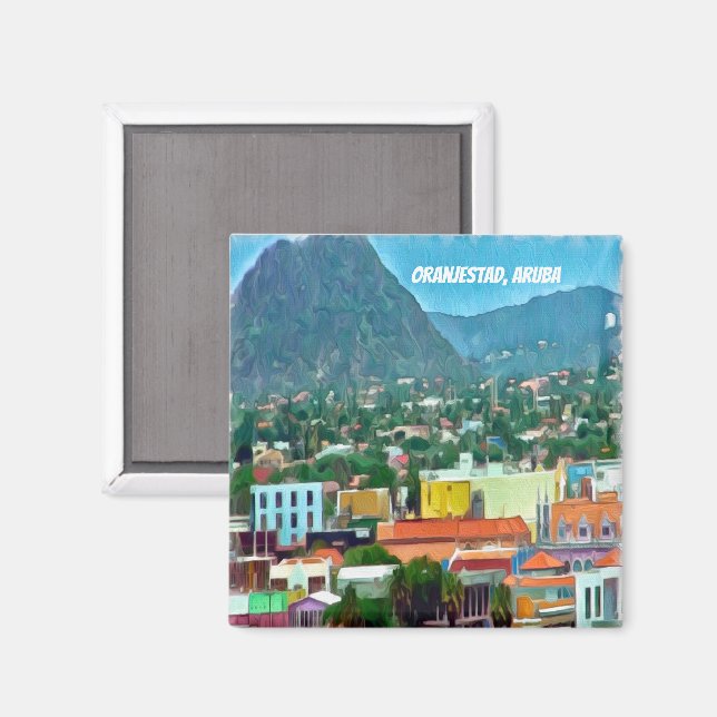 Watercolor Oranjestad, Aruba Magnet (Front/Back)