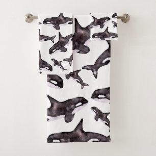 Watercolor Orca Bath Towel Set