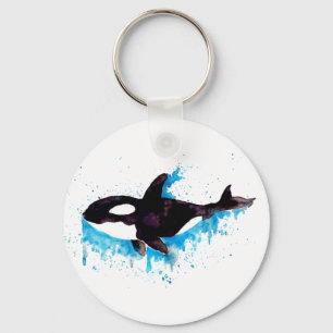 Watercolor Orca Keychain