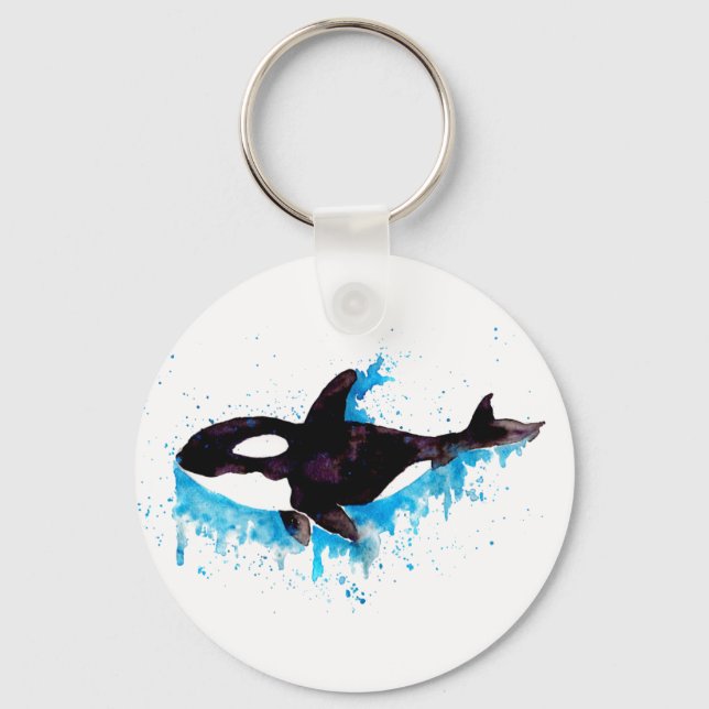 Watercolor Orca Keychain (Front)