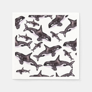 Watercolor Orca Napkin