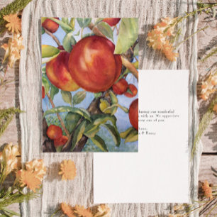 Watercolor Orchard Ripe Peach Summer Fall Wedding Thank You Card