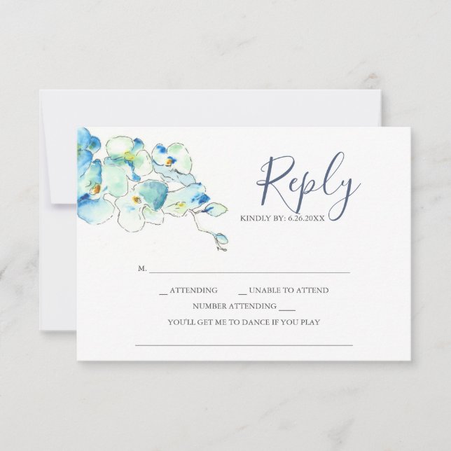 Watercolor Orchid Flower Répondre Cartes RSVP (Devant)