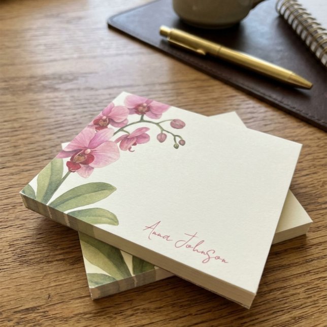 Watercolor Orchid Personalized Post-it Notes (Creator Uploaded)