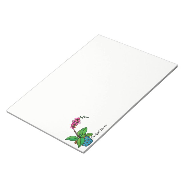 Watercolor Orchid Plant In Beautiful Pot Notepad (Angled)