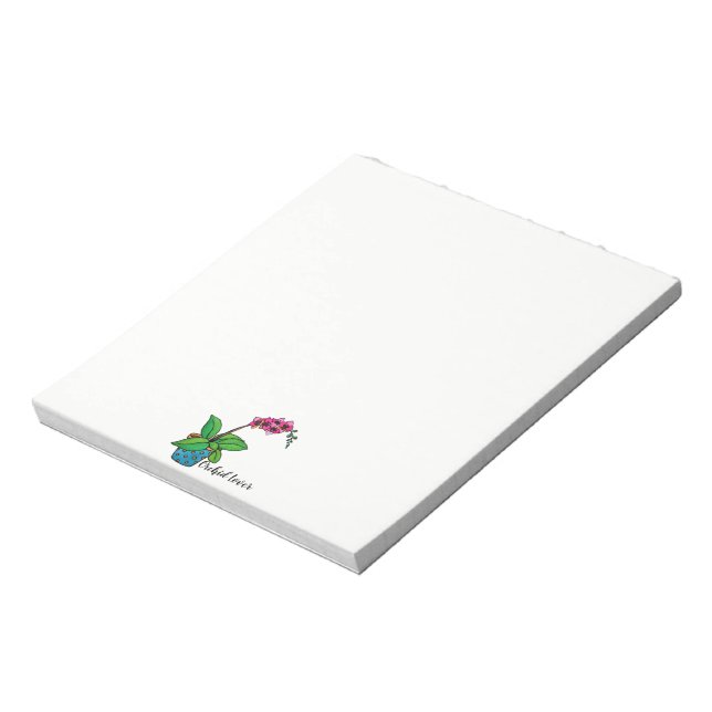 Watercolor Orchid Plant In Beautiful Pot Notepad (Rotated)