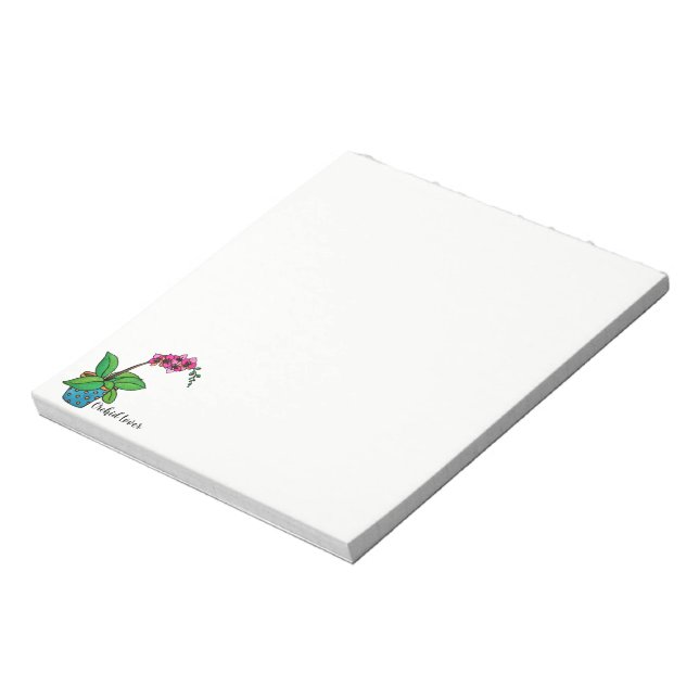 Watercolor Orchid Plant In Beautiful Pot Notepad (Rotated)