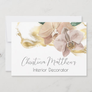 Watercolor Orchids and Gold Invitation