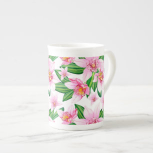 Watercolor Orchids Design 12 Bone China Mug