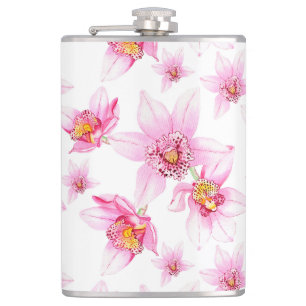 Watercolor Orchids Design 15 Hip Flask