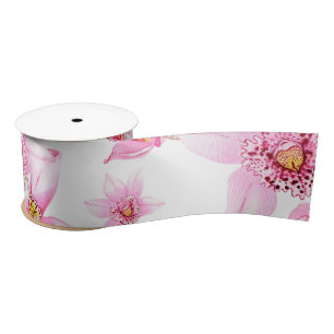 Watercolor Orchids Design 15  Satin Ribbon