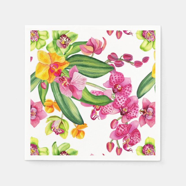 Watercolor Orchids Design 18   Napkin (Front)