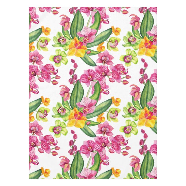 Watercolor Orchids Design 18  Tablecloth (Front)