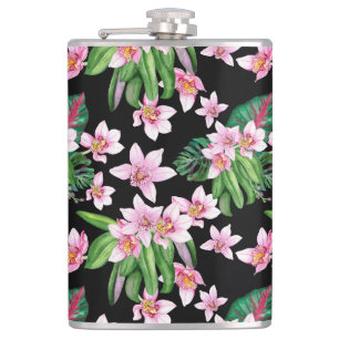 Watercolor Orchids Design 27  Hip Flask