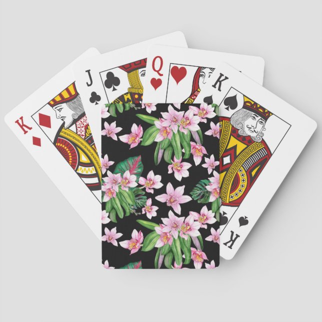 Watercolor Orchids Design 27  Playing Cards (Back)