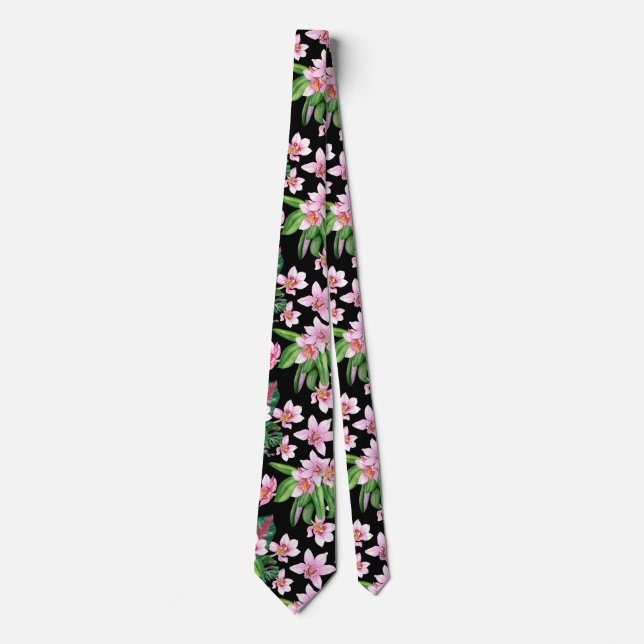 Watercolor Orchids Design 27   Tie (Front)