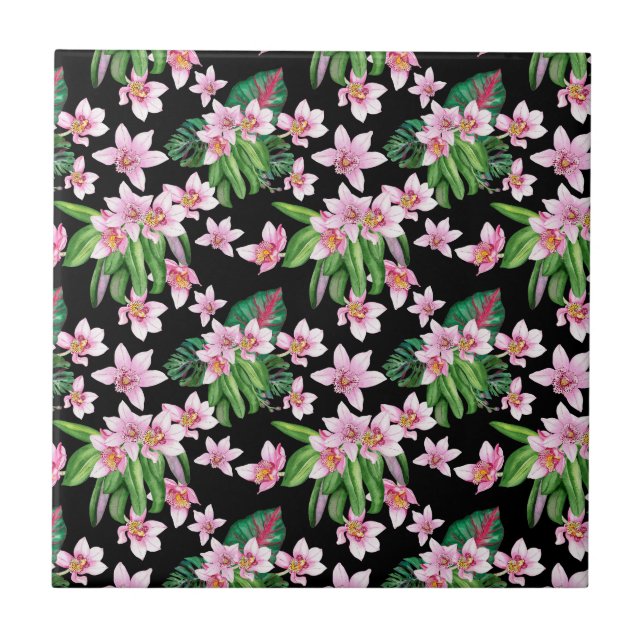 Watercolor Orchids Design 27   Tile (Front)