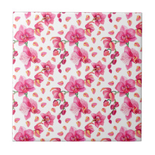 Watercolor Orchids Design 2 Tile