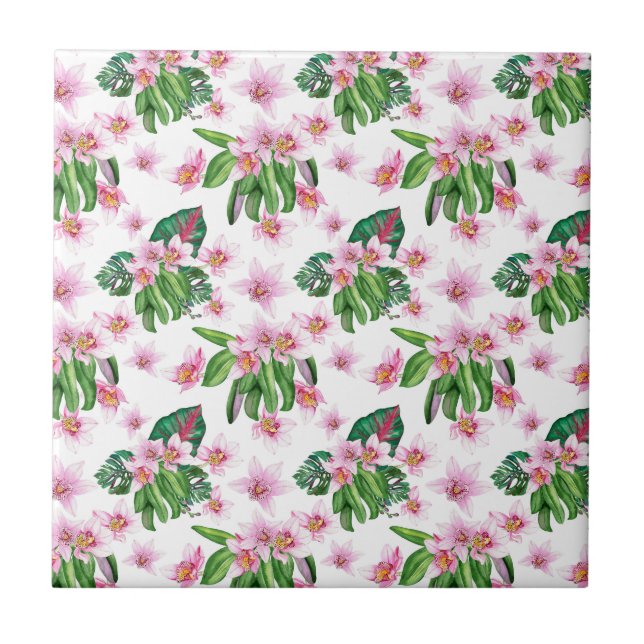 Watercolor Orchids Design 30    Tile (Front)