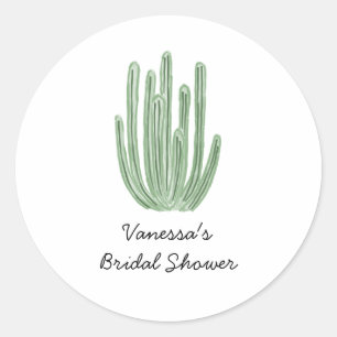 Watercolor Organ Pipe Cactus Bridal Shower Classic Round Sticker