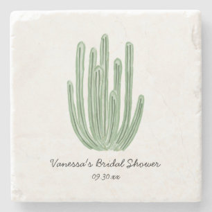 Watercolor Organ Pipe Cactus Bridal Shower Stone Coaster