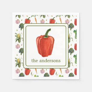 Watercolor Organic Produce Bell Pepper Napkin