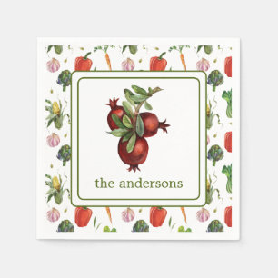 Watercolor Organic Produce Pomegranate Napkin