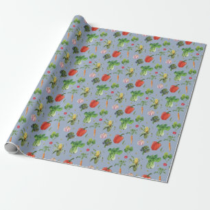 Watercolor Organic Vegetables Wrapping Paper