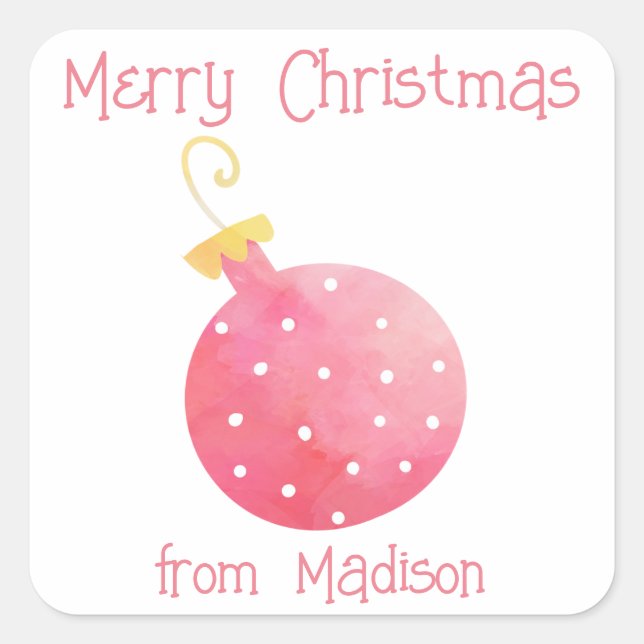 Watercolor Ornament Christmas Gift Stickers (Front)