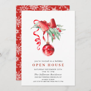 Watercolor Ornament CHRISTMAS HOLIDAY OPEN HOUSE Invitation