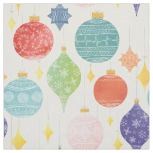 Watercolor Ornament Christmas Holiday Patterned Fabric